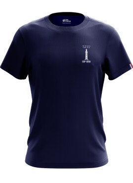 T-shirt mixte Cap Béar en coton bio. Certifié Origine France Garantie. Fabrication française à Perpignan. 
Disponible en bleu marine.
